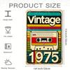 Vintage Style Metal Sign - Iron, 1975, Rustic Metal Wall Decor - Perfect for Home, Farmhouse Walls, Retro Cassette Tape Design