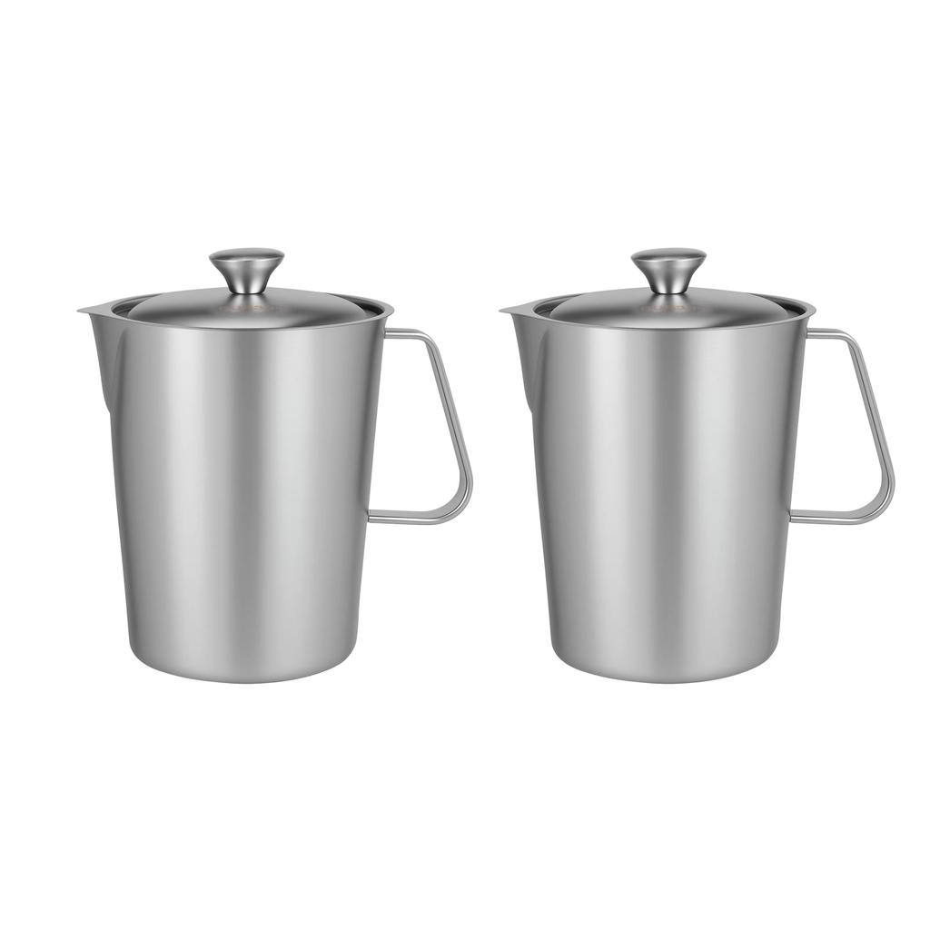 Stainless Steel Milk Coffee Graduated Measuring Cup Latte Art Measuring Cup with Lid Suitable for Home Use and Coffee Shops