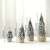 1PC Small Green Christmas Decor Plastic Christmas Tree Window Display Decor Flocked Artificial Christmas Tree