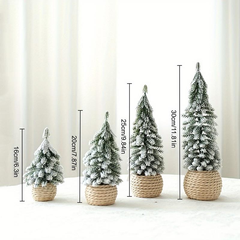 1PC Small Green Christmas Decor Plastic Christmas Tree Window Display Decor Flocked Artificial Christmas Tree