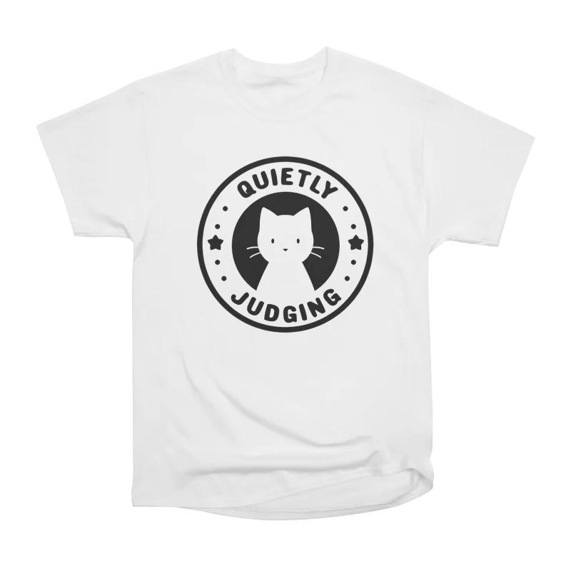 Men Casual Shirts Short Sleeves QUIETLY JUDGING CAT Tees Oversized T-shirts S