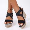 Summer Women High-heeled Sandals Fashion Wedge Sandals Platform Roman Shoes for Women Elastic Casual Sandals Gladiator Sandalias