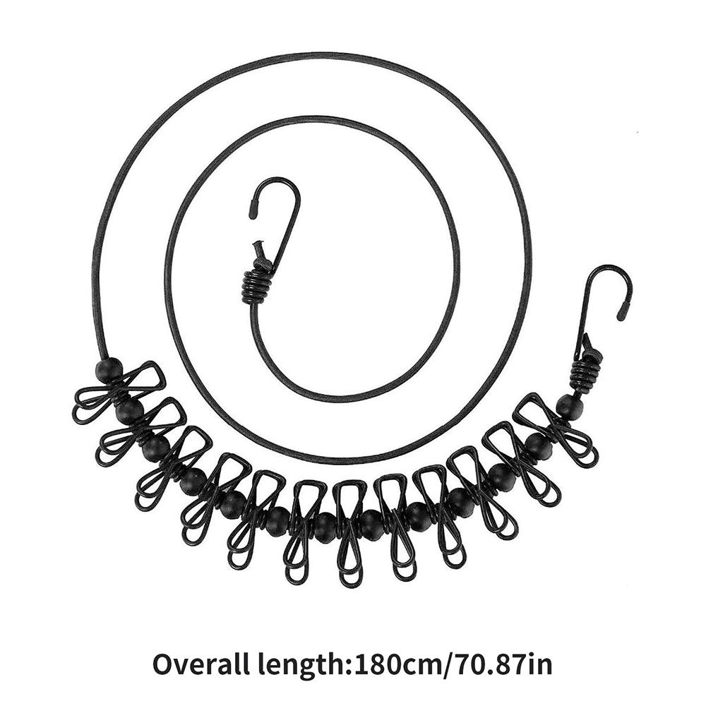 Portable Clothesline with 12 Clothespins Travel Clothes Drying Rack Rope Windproof Laundry Clothes Line for Backyard Camping