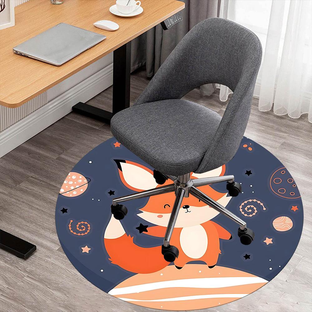 

1pc fox planet Round Chair mat Area Rug - Non-Slip, Floor Mat for Office, Bedroom, and Indoor Decor c1125023 80cm by 80cm