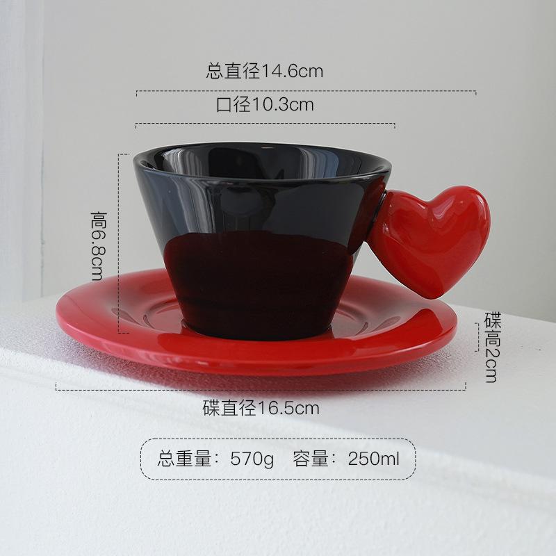 BRHeart Shaped Couple Coffee Cup Ceramic Cup&saucer Dining Table Coffee Mug Milk Mugs Afternoon Tea Teacup Fruit Juice ContainerEY