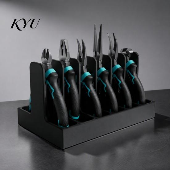Vertical Pliers Storage 3D Printed Gridfinity Organizer, 3/6 Slot Plier Holder Rack, Needle Nose Rack Desktop Tool Tray for Pliers, Diagonal Cutters,