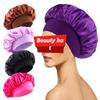 New Soft Silk Satin Lined Bonnet Large Satin Hair Bonnet Household Sleep Shower Cap Hair Wrap Cover for Long Hair Salon Tool