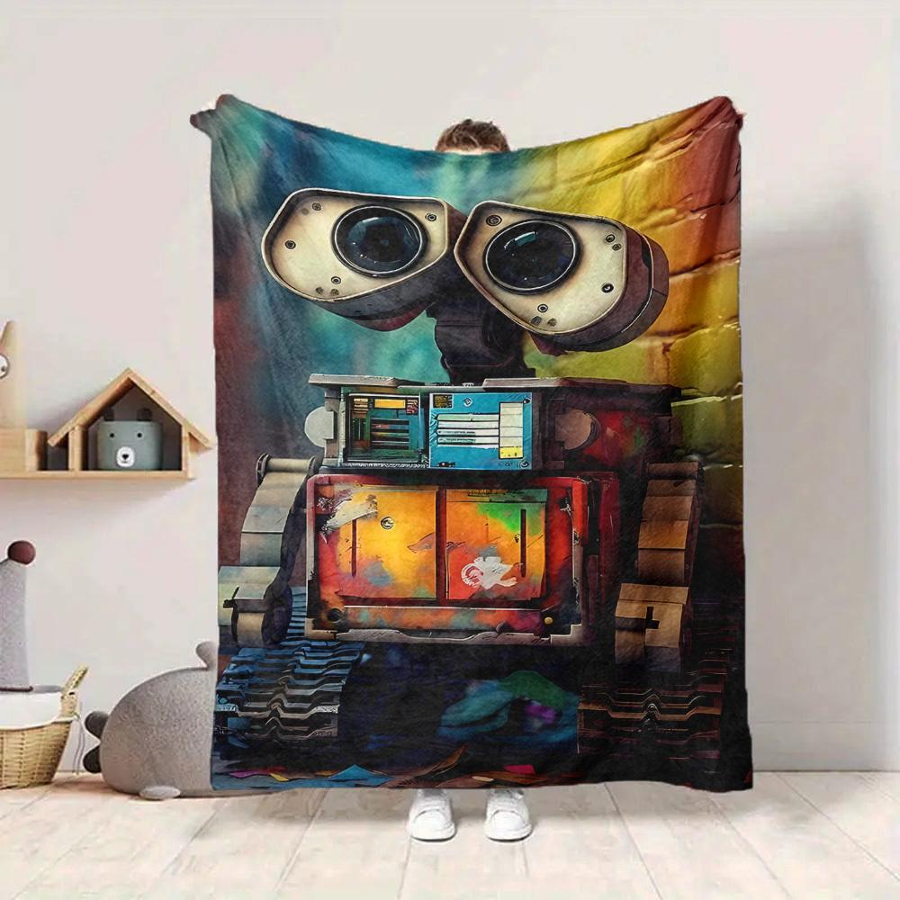 1pc Robo Art Flannel Throw Blanket HD Printed Lightweight Soft Warm All Season Blanket for Sofa, Bed, Travel, Camping Machine Washable