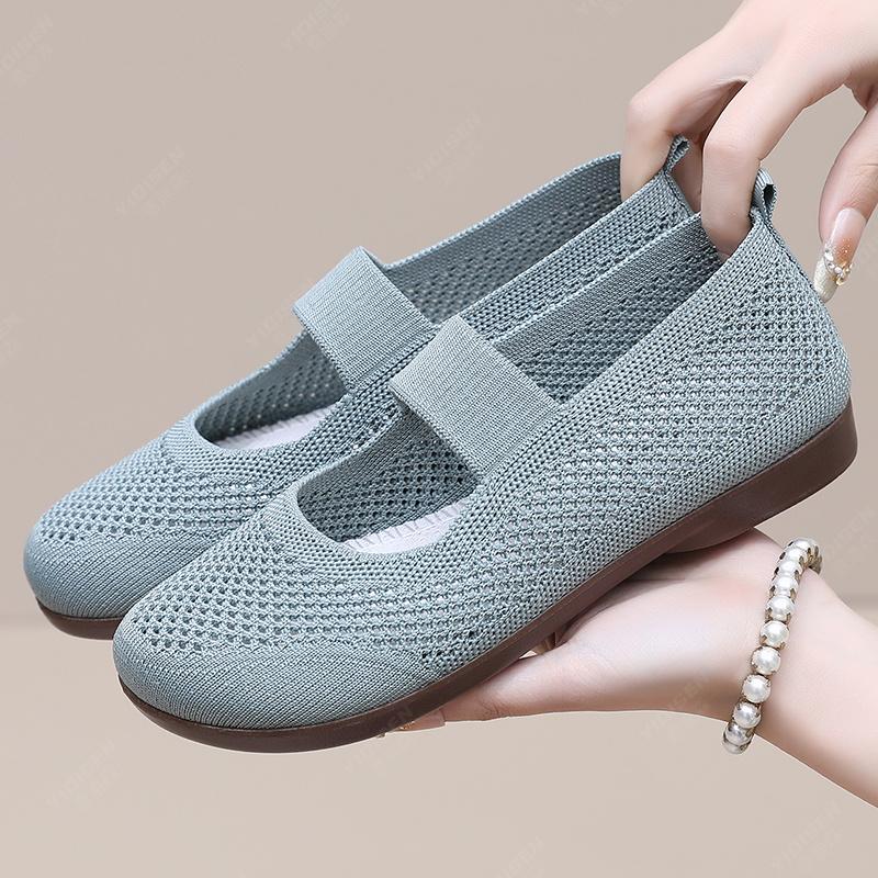 women's shoes summer 2025 ladies shoes fashion Lightweight soft bottom flat - soled single shoes Nude shoes on-slip Net shoes