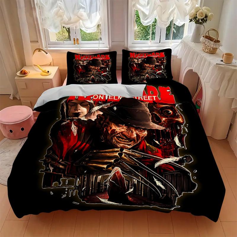 Set Biancheria da Letto A Nightmare on Elm Street 3 Pezzi, Copripiumino Morbido in Poliestere e Federe Adatto a Tutte le Stagioni, Design per Camera da Letto L1003072