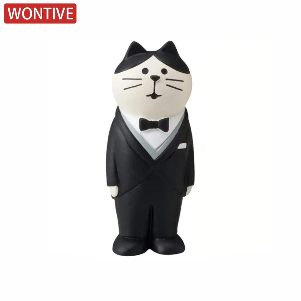 Zakka Japanese Wedding Cat Statue Cute Miniature Fairy Garden Accessories Artificial Landscape Toy Lawn Ornaments Model Ornament