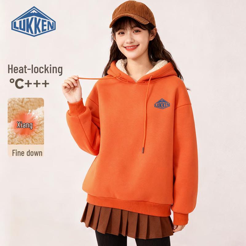 

LUKKEN Women s Winter Plush Fleece-Lined Loose Hooded Sweatshirt S