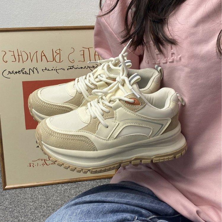 Platform dad shoes spring and summer new casual height increase lightweight student sports running shoes 35 хаки