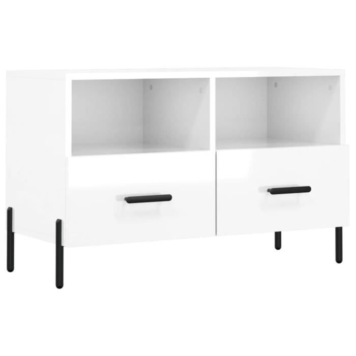 VidaXL Meuble TV Blanc brillant 80x36x50 cm Bois d'ingénierie 828982