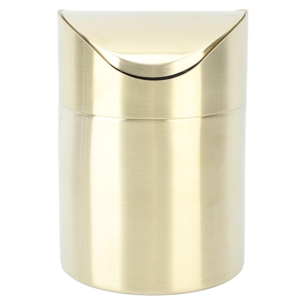 Desktop Trash Can 304 Stainless Steel Fingerprint Proof Compact Space Saving Mini Countertop Trash Can for Office Gold