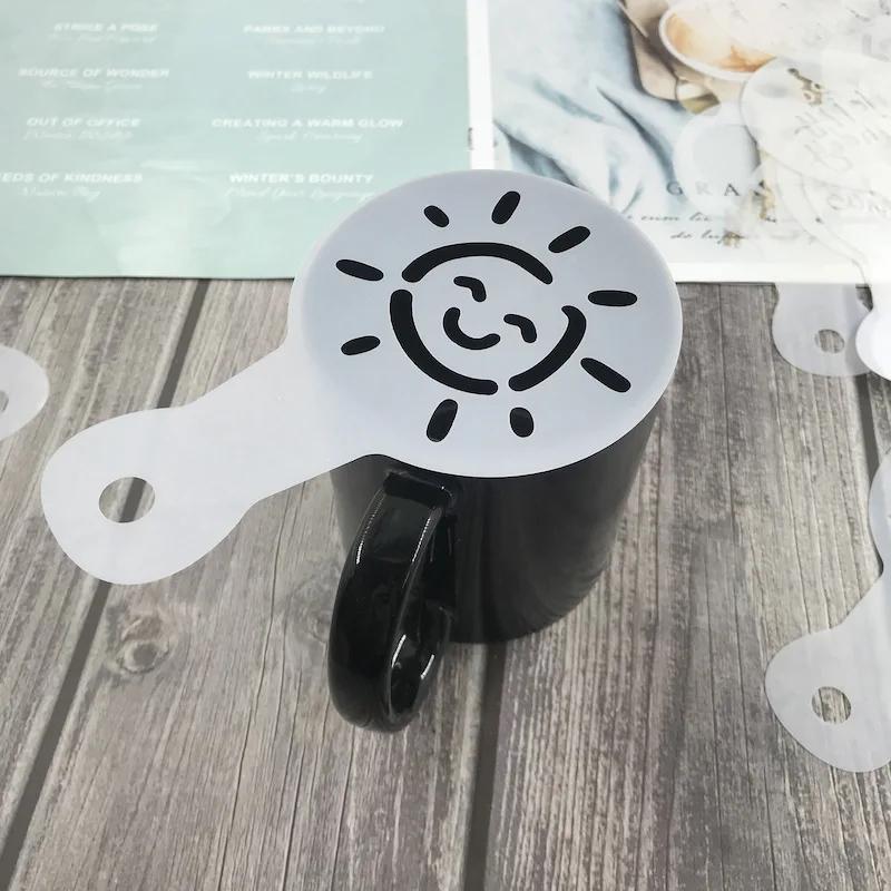 20 Stück Kaffee Schablonen DIY Fancy Kaffee Druckmodell Schaumspray Kuchenschablone Kaffee Zeichnung Cappuccino Form Puder Sieb Werkzeug