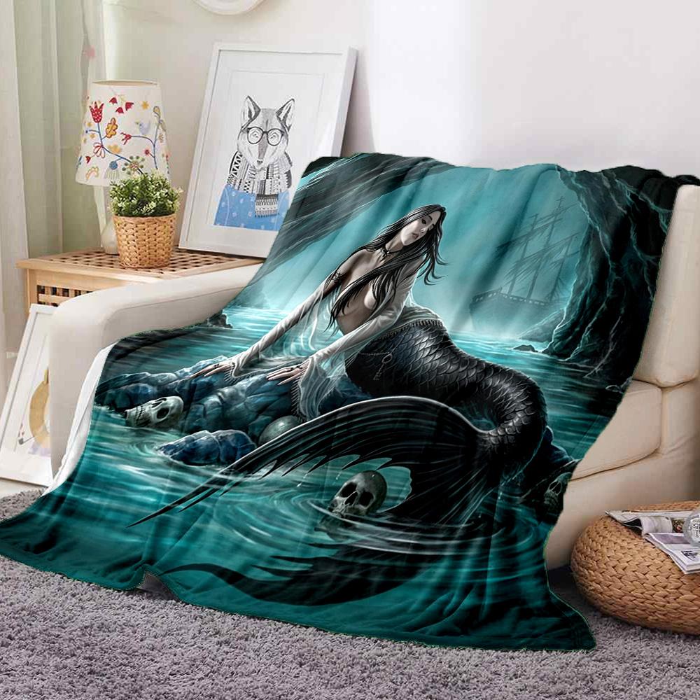 Mermaid Cave Flannel Blanket Throw Blanket Soft Warm Sofa Bed Camping Home Decor Unique Christmas Gift Cs9225