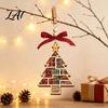 Reusable Christmas Tree Decor Wooden Hollowed Pendant Cross/Christmas Hanging Ornament Decorative Unique Gift for Book Worms Plaid Bow Craft