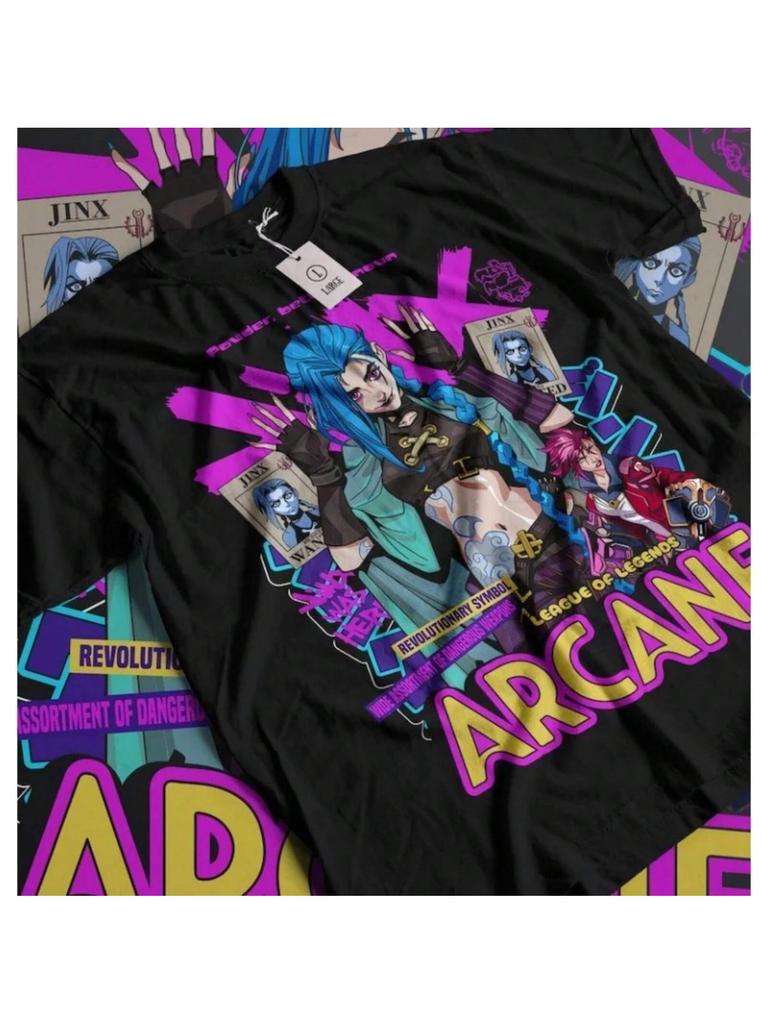 Jinx Arcane T-Shirt Japanese Anime Cartoon Graphic T-1