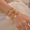 GEMCHIC Women's Summer Vacation Boho Colorful Woven Titanium Steel Daisy Flower Braided Bracelet
