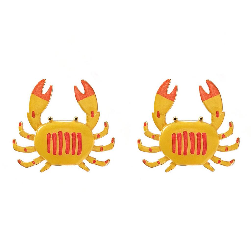 ZA Summer Vacation Atmosphere Alloy Dripping Oil Crab Stud Earrings Travel Vitality Versatile Ocean Style Woman