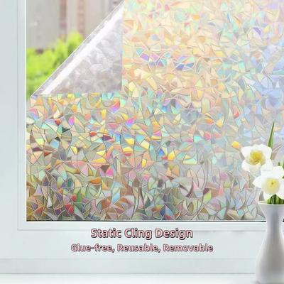 Райдужна статична самоклейка віконна плівка для приватності, знімна, світловідбиваюча, кольорова наклейка для покриття скла, не клейка, електростатична адсорбція