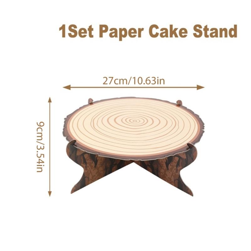 PWood Like Aper Cake Stand For Country Wedding And Birthday Party Decors Forest Style Table Decoration Cupcake Display