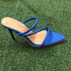 Plus Size High Heel Sandals Women Pointed Toe Open Toe One Strap Sexy Slim Heel Anti-Slip Wear-Resistant Cool Mopping