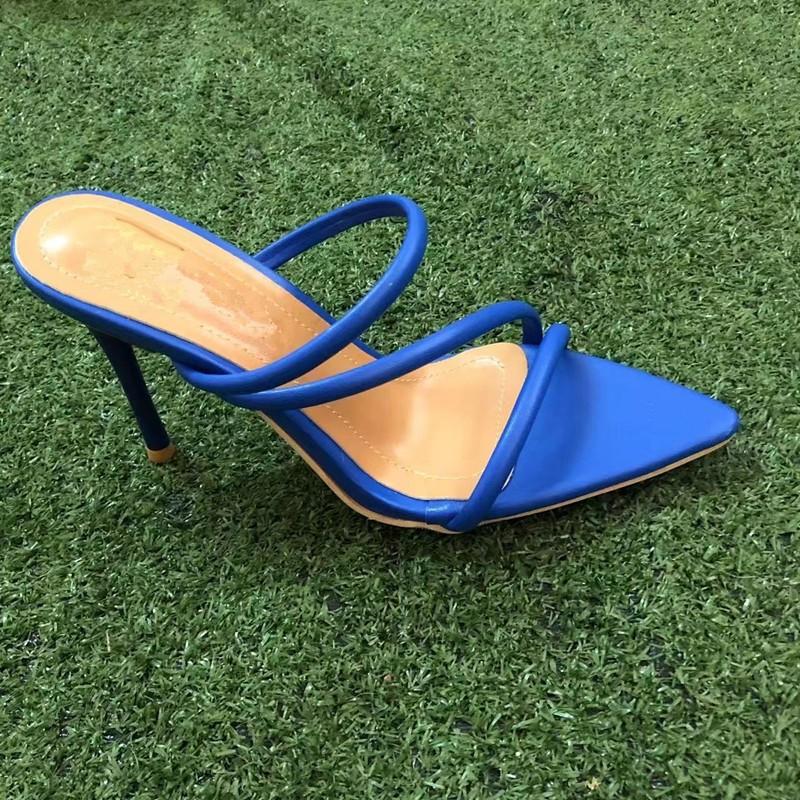 Plus Size High Heel Sandals Women Pointed Toe Open Toe One Strap Sexy Slim Heel Anti-Slip Wear-Resistant Cool Mopping