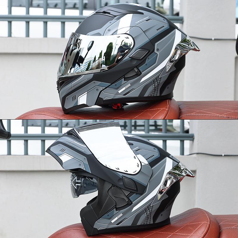 DOT Certified Modular Motorcycle Helmet Double Visor Design Men Women All Season High Strength ABS Comfortable Riding Helmet