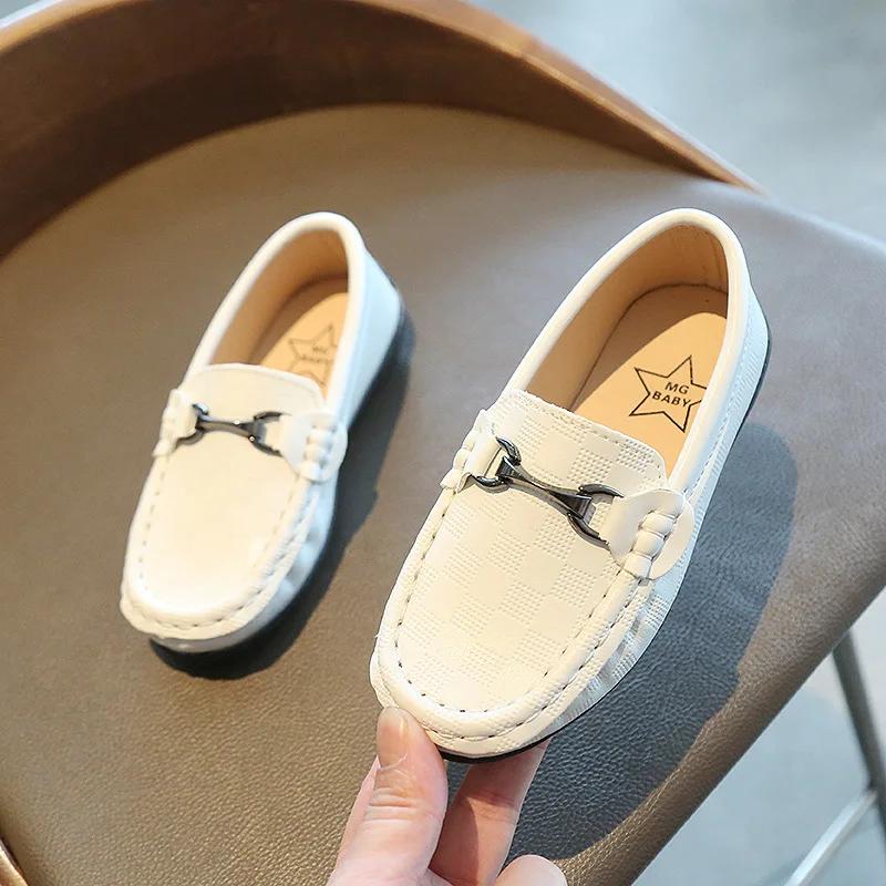 

British Fashion Kids Baby Moccasins Girls Child Pu Leather Shoes Loafers Black White Toddler Boy Soft Sole Flats Casual Shoes 26