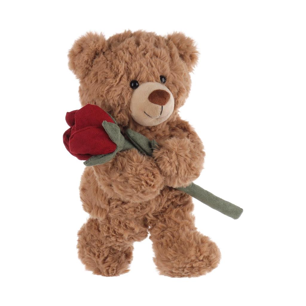 Apricot Lamb Rose Brown Flower Bear Plush Toy for Soft and Cute Fluffy Rose Brown Flower Bear for Girls and 20cm Children, Boys,
