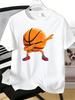 Unisexs Tee Cartoon Dancing Basketball Character Print Cotton Short Sleeve Male Casual Streetwear Outdoor Daily Basic Fashion Top