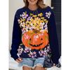 Womens Casual Hoodie With 3D Halloween Print Round Neck Lightweight Breathable Fabric