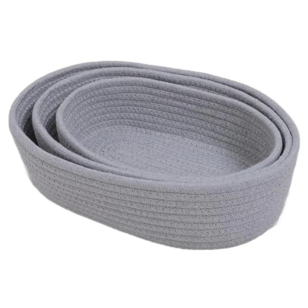 3pcs Storage Basket Home Decoration For Laundry Organization Toys Snacks Keys Storage Cotton Thread Storage Woven Basket