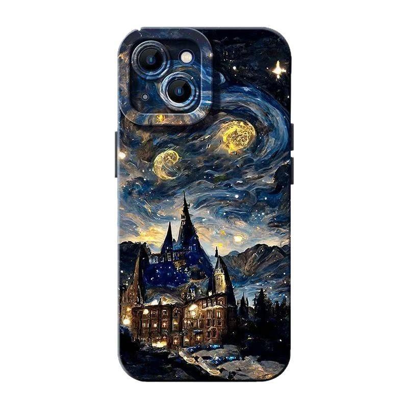 Oil painting castle for iphone17pro mobile phone case Apple 1514/13promax new 12/16X