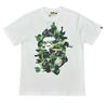 Mens Streetwear Oversized Cotton Tee With Camo Shark Ape Graphic Print Casual T-Shirt