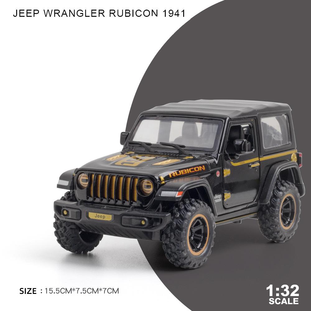 1/32 Scale Jeep Wrangler Rubicon Alloy Model Car Metal Diecast Collection Vehicle Simulation Sound & Light Toy for Kids Christmas Gift