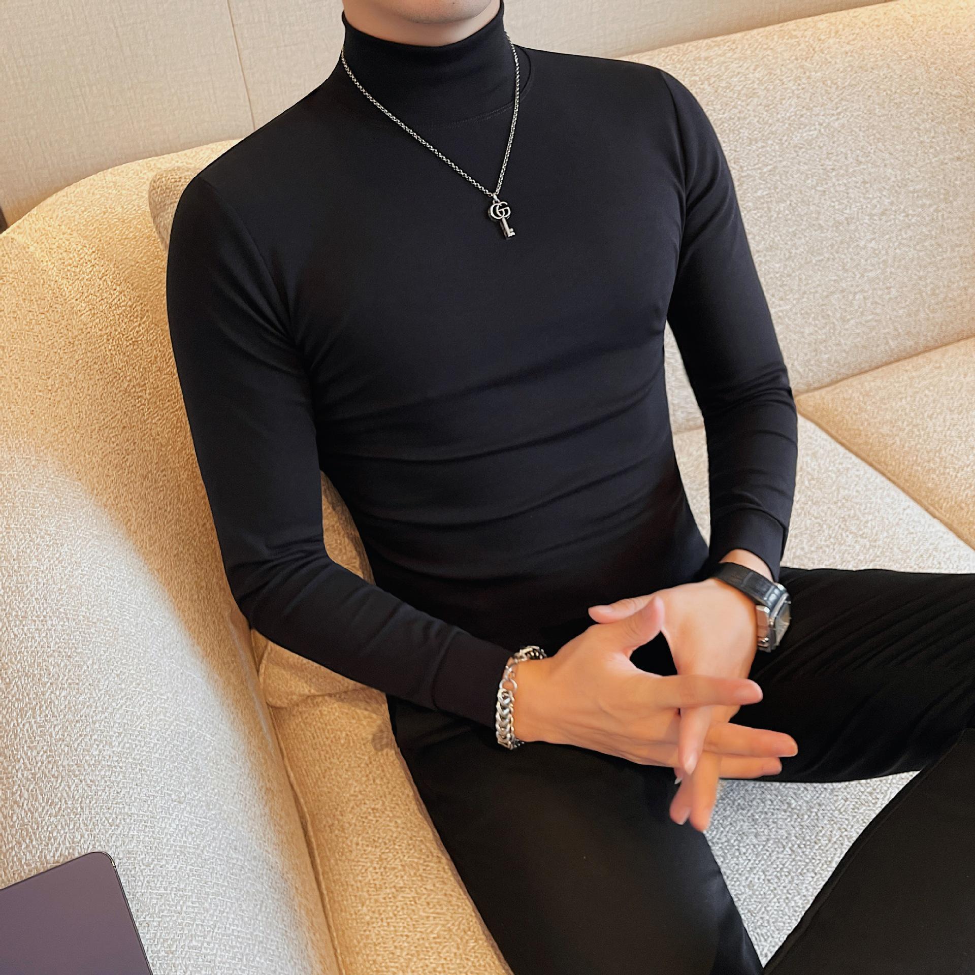 

Men s Mock Neck Slim Fit Long Sleeve Autumn Base Layer Tee M (47.5-55 kg)