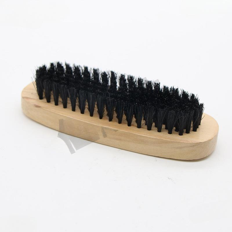 Hog Bristle Shoe Polish Brush with Solid Wood Handle - Soft Bristles for Cleaning and Polishing