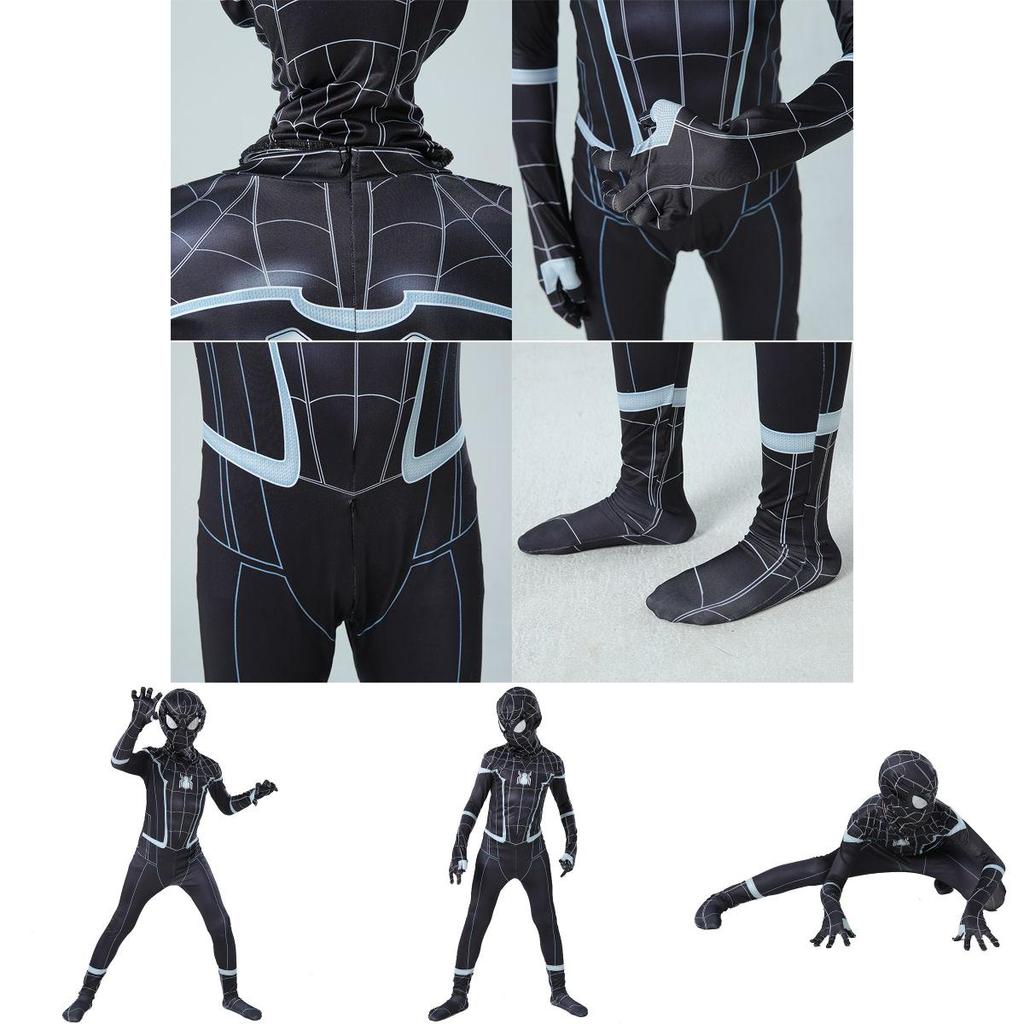 Elegante Tuta Cosplay di Spider-Man Homecoming Nera con Lavorazione Raffinata per Tutte le Età