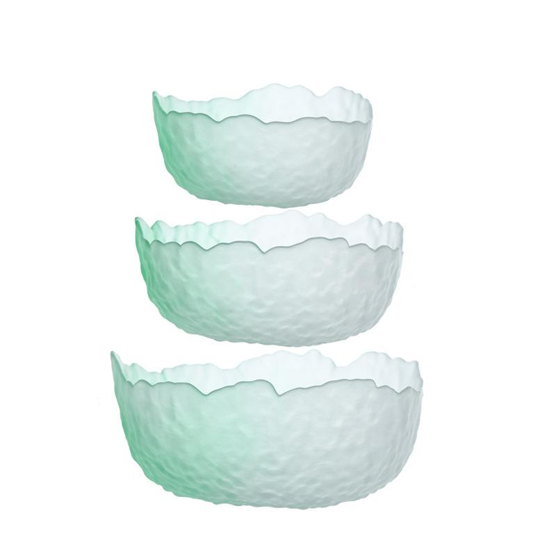 Transparent Tempered Galss Bowl Set Tableware Gradient Color Fruit Salad Dessert Bowl Home Living Room Breakfast Bowl