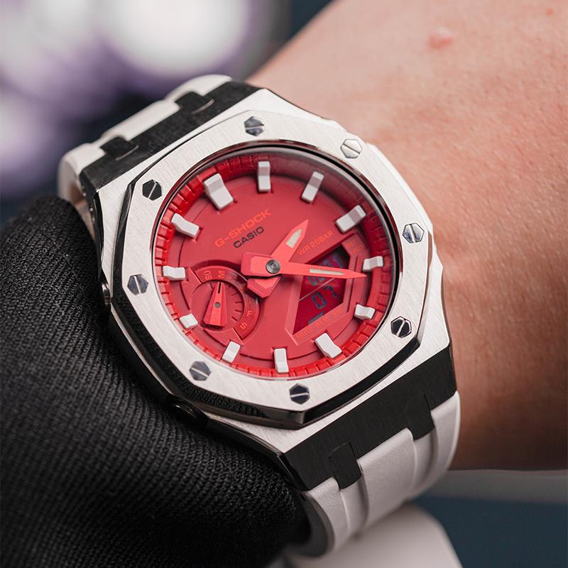 Casio Unisex Liquid Crystal/Analog Dual Display Series 48.5mm Red Watch GA-2100-4A-
