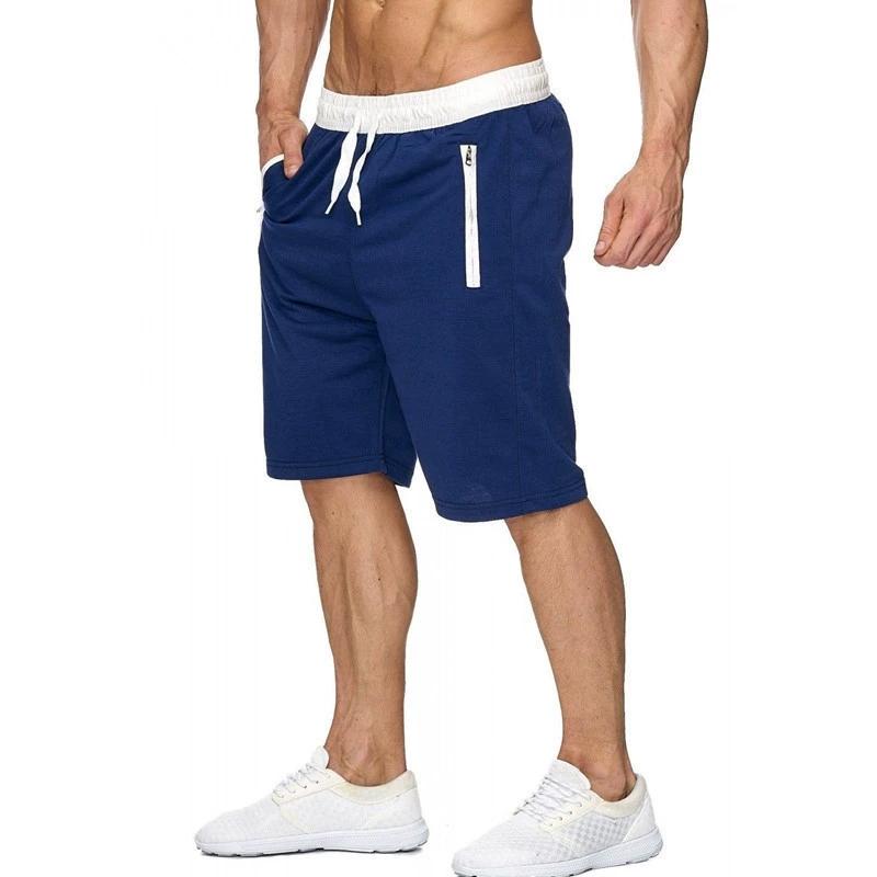 

Summer Men s Beach Shorts Sports Short Pants ComfortJogging Breathable Shorts Men Zipper Pockets Loose Running Sports Shorts XXXL синій