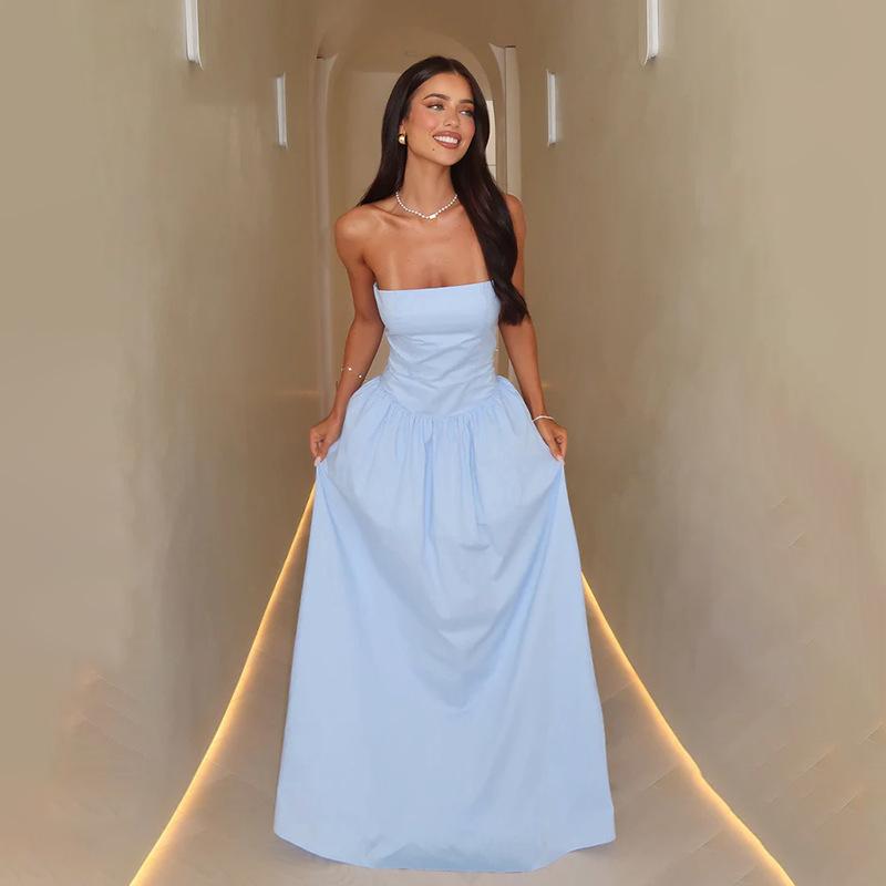 European and American style A pendulum tube top skirt women's 2026 summer new evening dress sexy waist dress