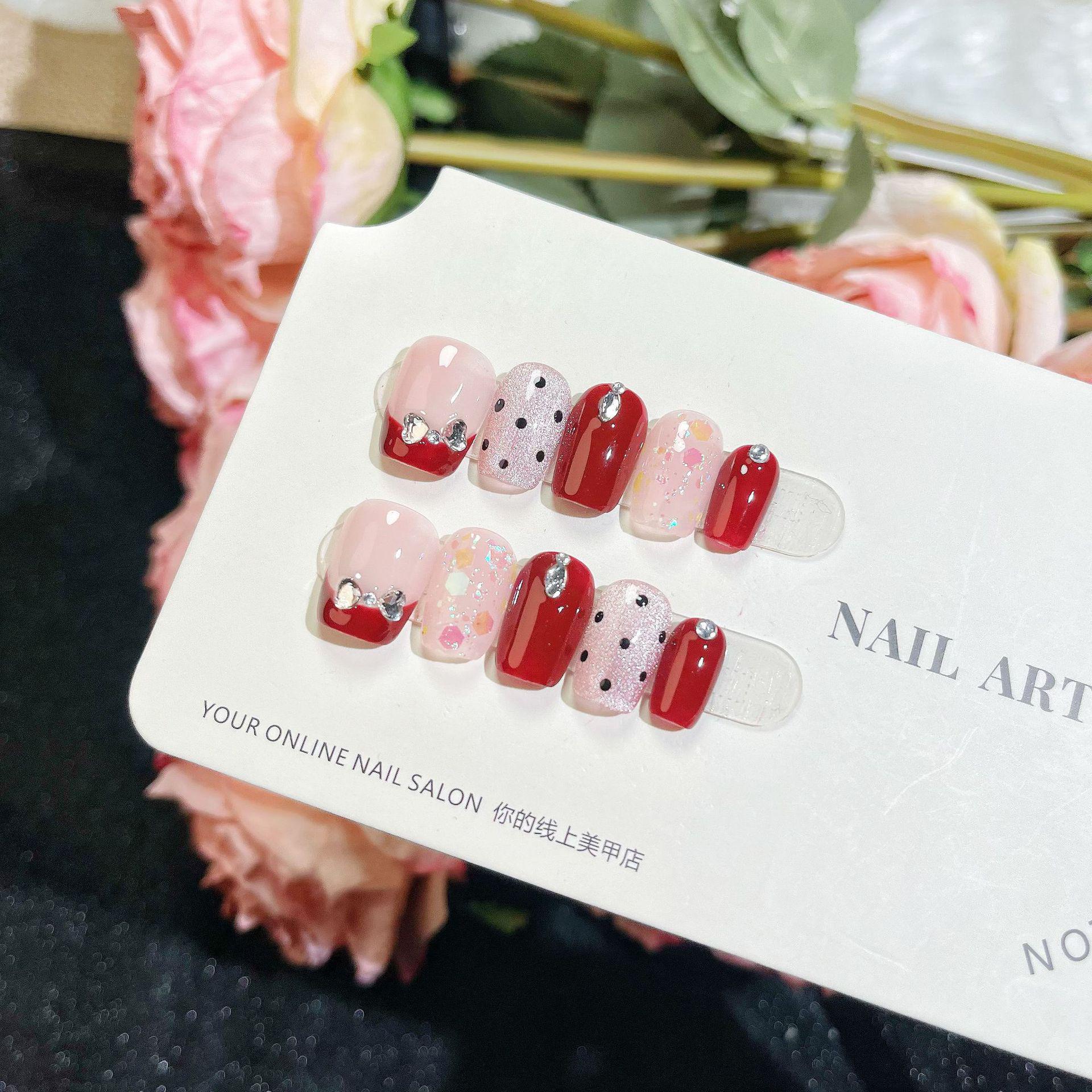 

Handmade Gel Wearable Nails Downton Abbey Reusable White Nail Art Patches Large