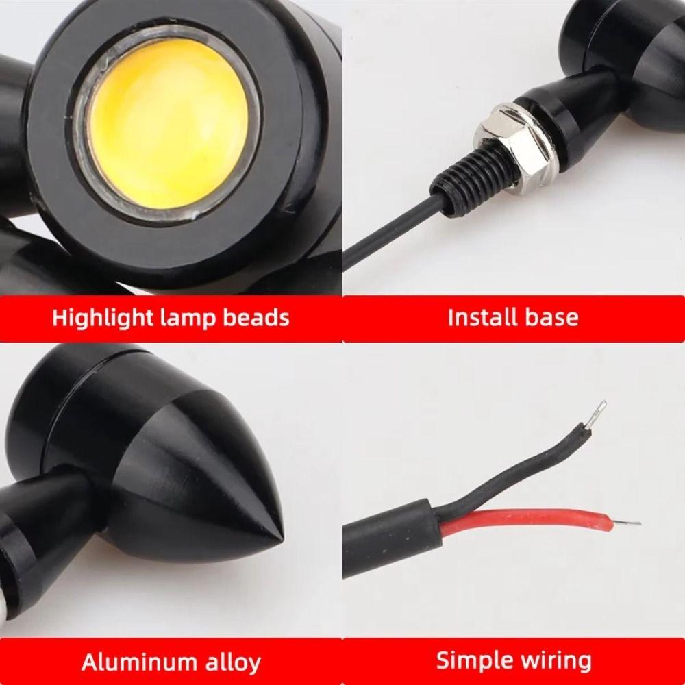 Eagle Eye LED Motorcycle Signal Lights Yellow Aluminum Alloy License Plate Light High Brightness Water Proof