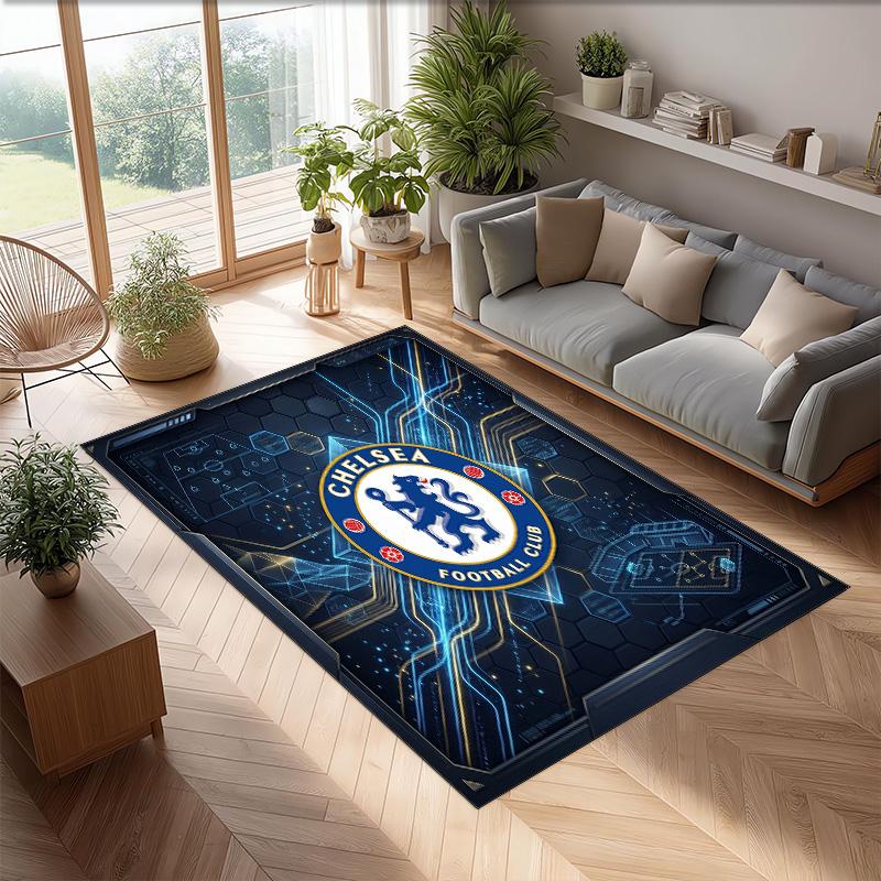 Chelsea FC Printed Flannel Area Rug Non Slip Soft Polyester Floor Carpet Indoor Decor Mat for Bedroom Living Room Sofa Game Room Home Decoration