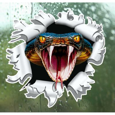 Car  Sticker Angry Snake Pattern Reflective Sticker Horror Interesting Car Decoration Accessories