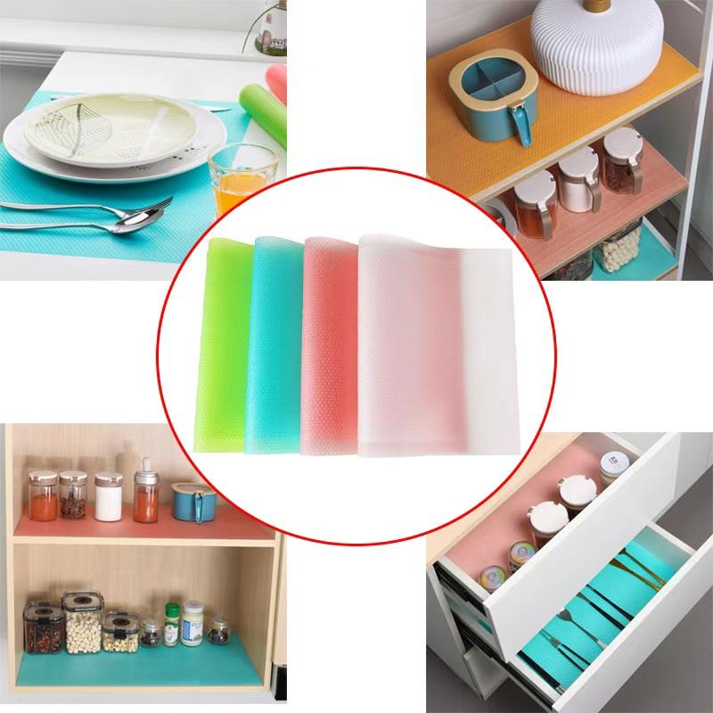 4PCS Non-Slip EVA Refrigerator Mat Waterproof Washable Anti-oil Mildew Resistant for Kitchen Cabinet Drawer Shelf Table